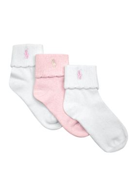 Ralph Lauren Childrenswear Scallop Turncuff Sock 3-pack Toddler Girls