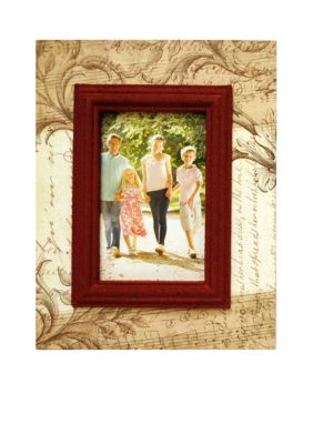 New View Antique Elegance Fabric Fillets Red Velvet 4x6 Frame