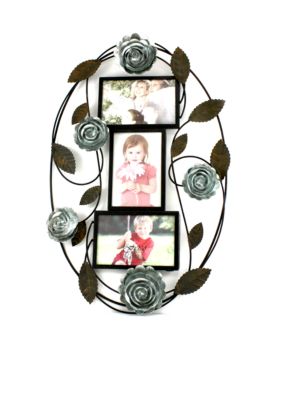 Fetco Home Decor Floral Metal Oval Collage