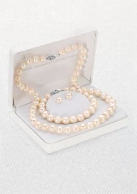 Belk & Co. Sterling Silver Freshwater Pearl 3-Piece Box Set