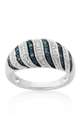 Belk & Co. Blue and White Diamond Dome Ring in Sterling Silver Belk & Co. Blue and White Diamond Dome Ring in Sterling Silver