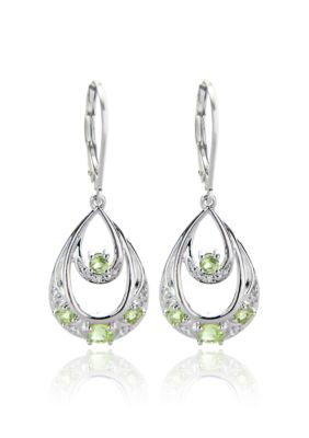 Belk & Co. Sterling Silver Peridot and Diamond Teardrop Leverback Earrings
