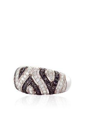 Belk & Co. Black and White Diamond Ring in Sterling Silver