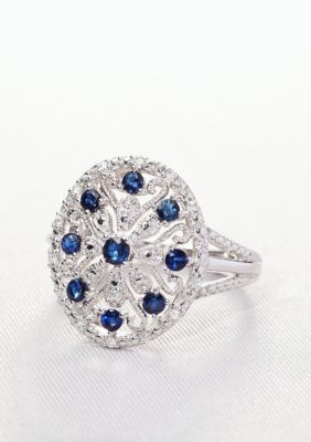 Belk & Co. Sterling Silver Sapphire and Diamond Ring