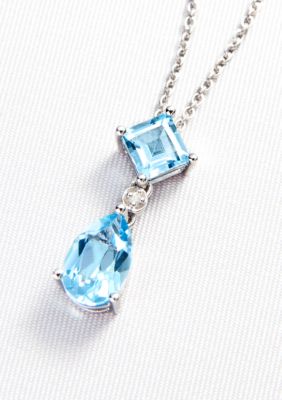Belk & Co. Sterling Silver Blue Topaz & Diamond Dangle Pendant