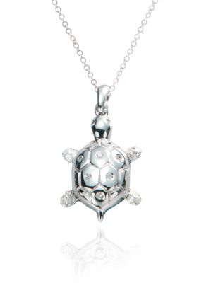 Belk & Co. 1/10 ct. t.w Diamond Turtle Pendant in Sterling Silver