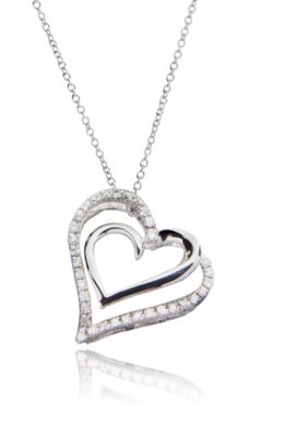 Belk & Co. Diamond Double Heart Pendant in Sterling Silver