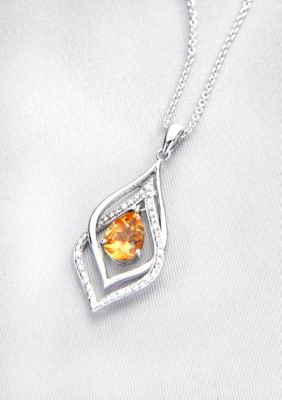 Belk & Co. Sterling Silver Citrine and Diamond Pendant