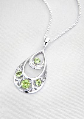 Belk & Co. Sterling Silver Peridot & Diamond Teardrop Pendant