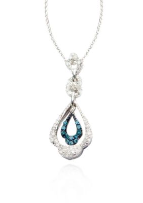 Belk & Co. Blue and White Diamond Pendant in Sterling Silver