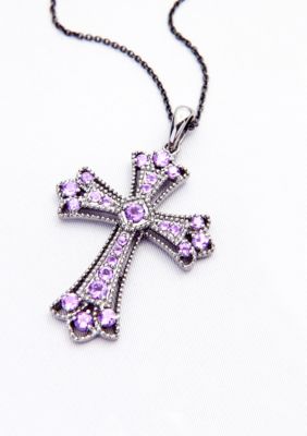 Belk & Co. Sterling Silver and Amethyst Cross Pendant