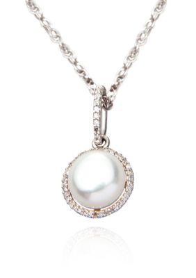Belk & Co. Sterling Silver Freshwater Pearl and Diamond Pendant
