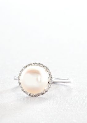 Belk & Co. Sterling Silver Freshwater Pearl and Diamond Ring