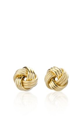 Belk & Co. Three Row Love Knot Earrings in Yellow Gold
