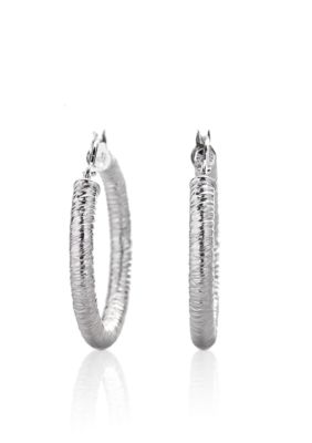 Belk & Co. 3mm Hoop Earrings in White Gold
