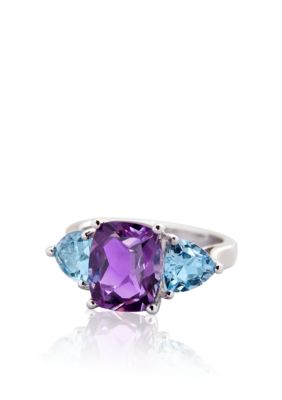 Belk & Co. Sterling Silver Swiss Blue Topaz & Amethyst Ring