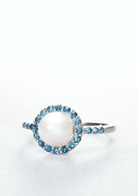 Belk & Co. Sterling Silver Freshwater Pearl and London Blue Topaz Ring 