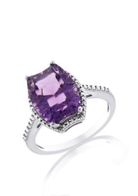 Belk  Co. STERLING SILVER, AMETHYST  DIAMOND RING