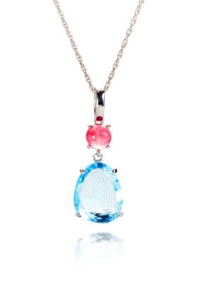 Belk & Co. Sterling Silver Blue Topaz and Pink Tourmaline Pendant