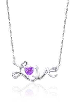 Belk & Co. Sterling Silver Amethyst & Diamond 'Love' Necklace