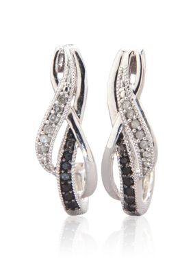 Belk & Co. 1/6 ct. t.w. Black and White Diamond Hoop Earring Set in 10k Gold