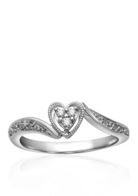 Belk  Co. Diamond Heart Promise Ring in Sterling Silver