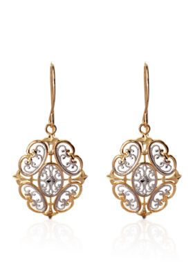Belk & Co. 14k Gold Two Tone Oval Earrings