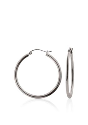 Belk & Co. 14k White Gold Round Hoop Earrings