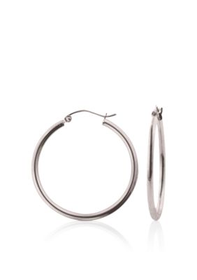 Belk & Co. 14k White Gold Round 40mm Hoop Earrings