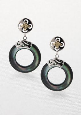 Belk & Co. Sterling Silver and 14K Gold Mother of Pearl Earrings