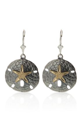Belk & Co. Sterling Silver & 14k Yellow Gold Sand Dollar Earrings