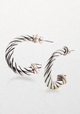 Belk & Co. Sterling Silver & 14K Yellow Gold Twisted Earrings