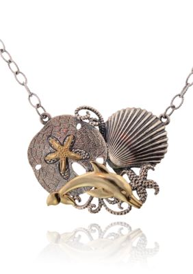 Belk & Co. Sterling Silver and 14k Sealife 18 Inch Necklace