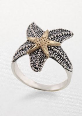 Belk & Co. Sterling Silver and 14k Starfish Ring