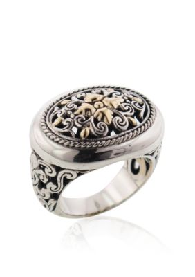 Belk & Co. Sterling Silver and 14k Oval Statement Ring