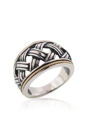 Belk & Co. Sterling Silver with 14k Basket Weave Ring