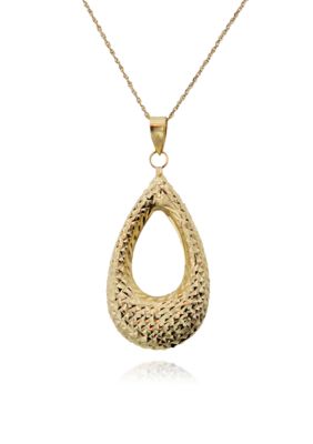 Belk & Co. 14k Yellow Gold Teardrop Diamond Cut Pendant