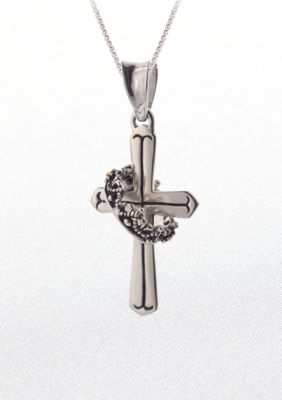 Belk & Co. Sterling Silver with 14k Crown and Cross Pendant