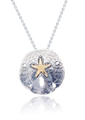 Belk & Co. Sterling Silver and 14k Sand Dollar Slide Pendant with 18