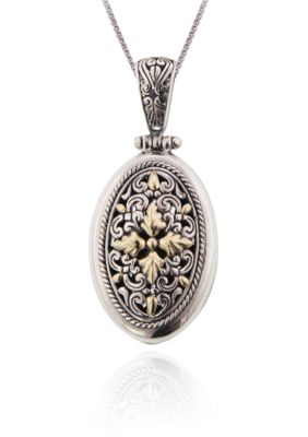 Belk & Co. Sterling Silver and 14k Oval Etruscan Pendant