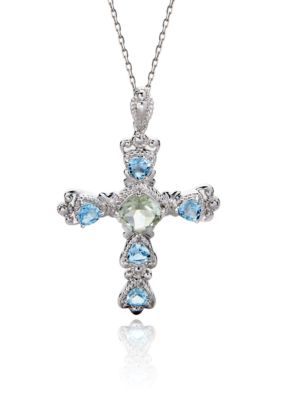 Belk & Co. Sterling Silver Multi Gemstone Cross with 18