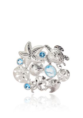 Belk & Co. Sterling Silver Blue Topaz Sealife Slide