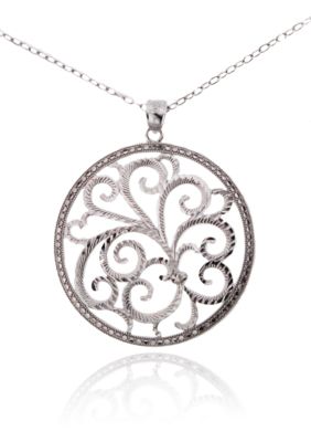 Belk & Co. Sterling Silver Large Filigree Medallion With 18-inch Chain