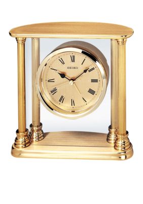 Seiko Gold Tone Solid Brass Desk & Table Clock