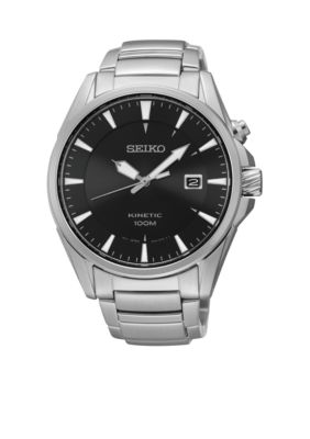 Seiko Men's 100 Meter Stainless Steel Kinetic Sports Watch