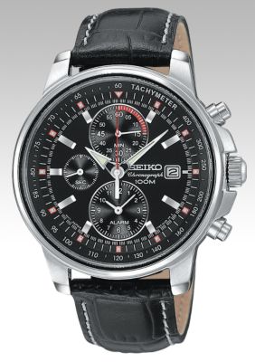 Seiko Men's Leather Strap Chronograph Watch