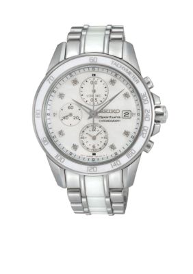 Seiko Women's 100 Meter Sportura Chronograph with Ceramic Case and Bracelet