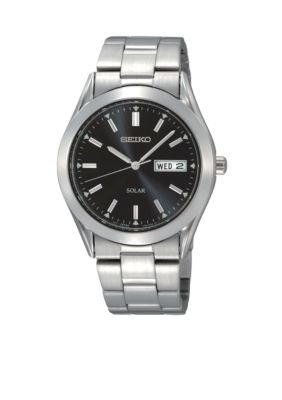 Seiko Mens Stainless Steel Solar Black Dial