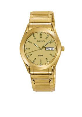 Seiko Mens Gold Tone Solar With Champagne Dial