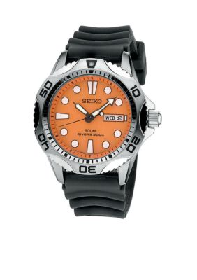 Seiko Mens Solar Dive Watch 200 Meter Orange Dial